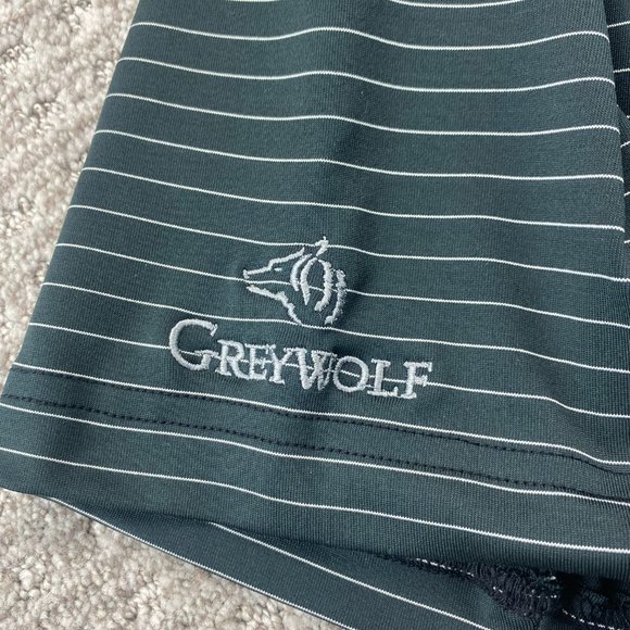 Dunning Golf Shirt Men Large L Black White Striped COOLMAX Grey Wolf Golf Casual - Picture 4 of 8